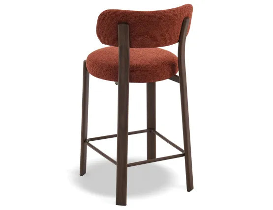 Nodus Counter Stool - Walnut - Terracotta, 95cm H