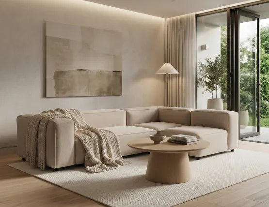 Nolia Modular Sofa - 3 Seater with Return - Beige - 3 Seater with Left Return, 104cm W