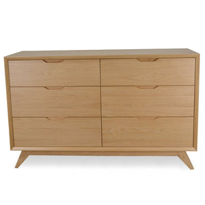 Modern Concepts Nora 6 Drawer Wide Chest Wood Dressing - Natural