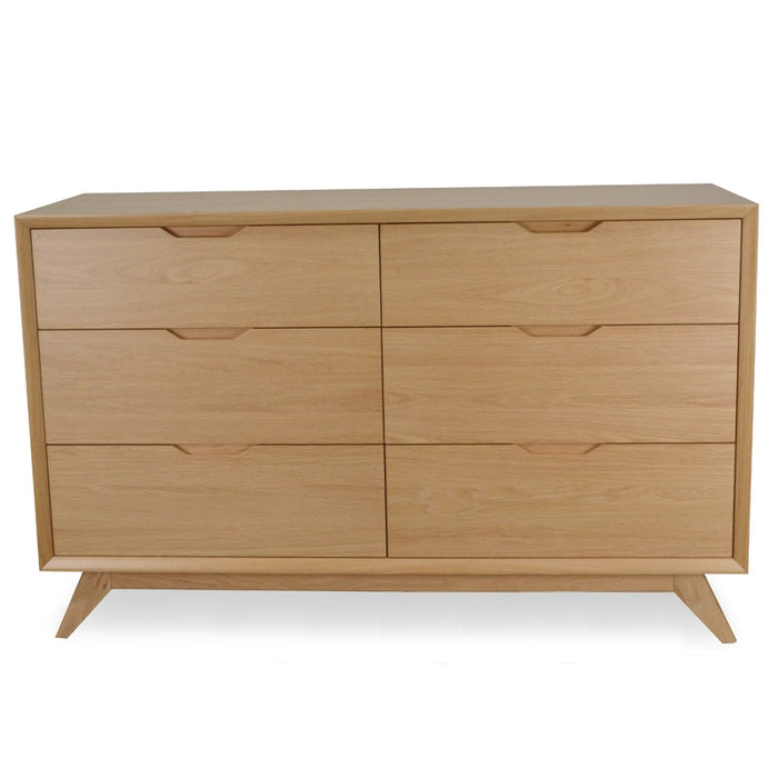 Calibre Furniture Nora 6 Drawer Wide Chest Wood Dressing - Natural