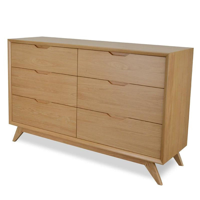 Calibre Furniture Nora 6 Drawer Wide Chest Wood Dressing - Natural