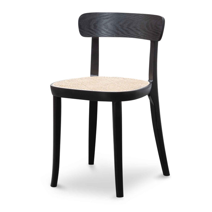 CDC6296-SD Rattan Dining Chair - Black with Natural Seat (Set of 2)