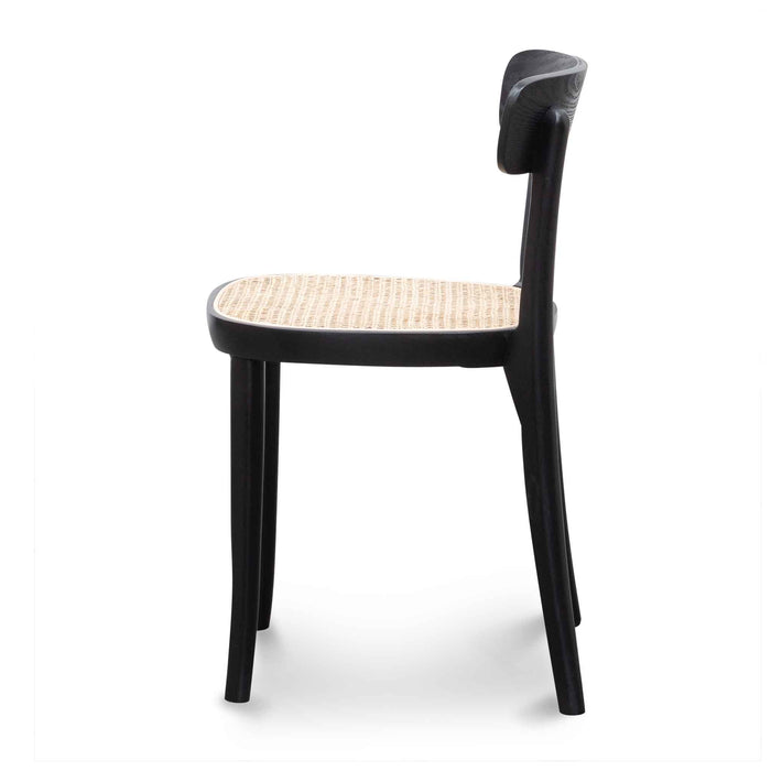 CDC6296-SD Rattan Dining Chair - Black with Natural Seat (Set of 2)