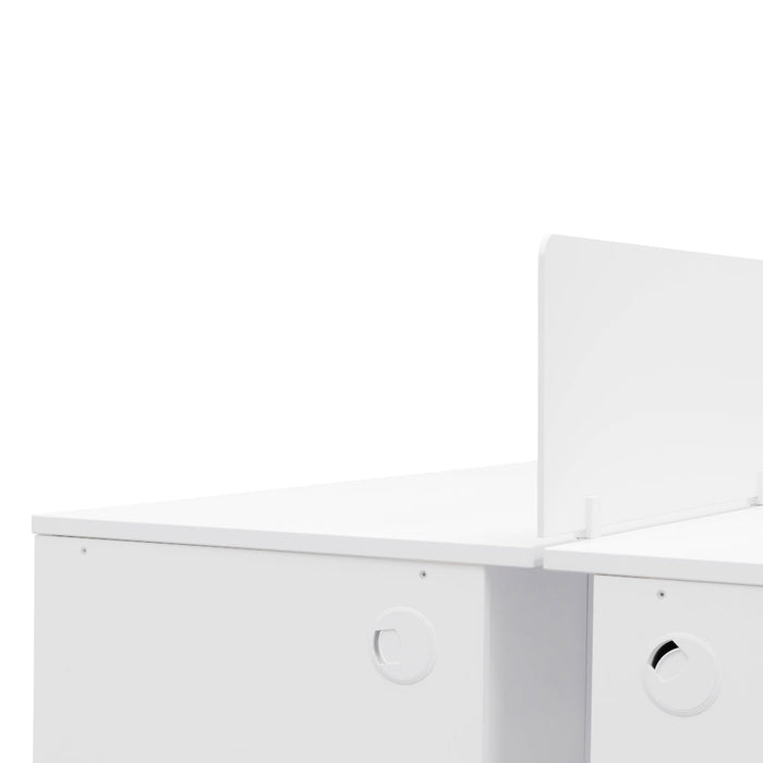 OT092-SN-OT088 2 Seater 160cm Office Desk With Privacy Screen - White - Upgraded Legs