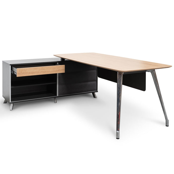 COT2344-SN 2m Left Return Office Desk - Natural - Black