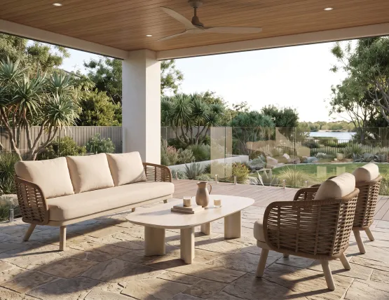 Sorrento Lounge Chair - Outdoor - Latte, Wood