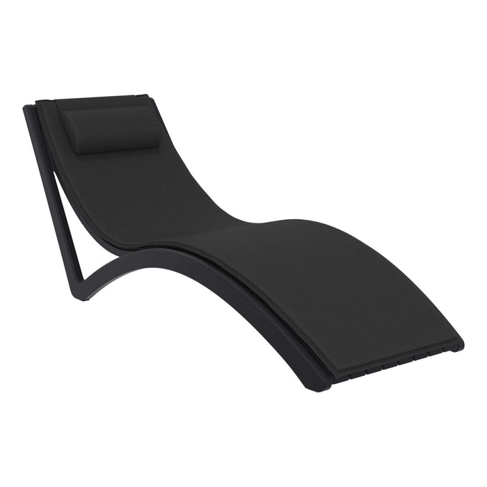 Siesta Slim Sun Lounger - Black with Black Cushion and Pillow
