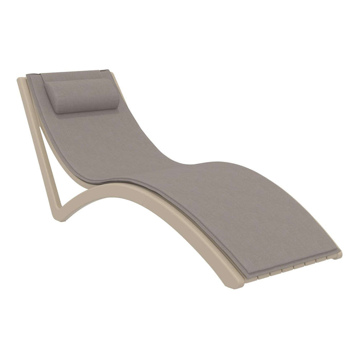 Siesta Slim Sun Lounger - Taupe with Light Brown Cushion and Pillow