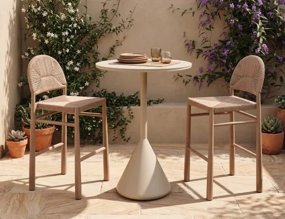 Calete Bar Stool - Outdoor - Rope, Wood, 108cm H