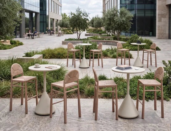Calete Bar Stool - Outdoor - Rope, Wood, 108cm H