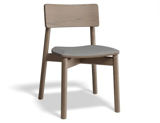 Andi Dining Chair - Walnut - Upholstered - Light Grey Fabric Seat Pad