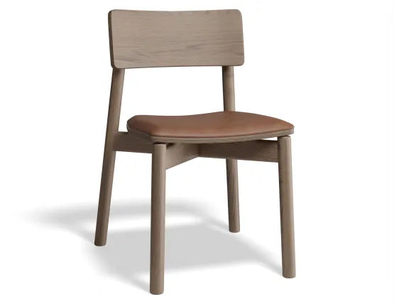 Andi Dining Chair - Walnut - Upholstered - Vintage Tan Vegan Leather Seat Pad