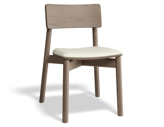 Andi Dining Chair - Walnut - Upholstered - White Vegan Leather Seat Pad