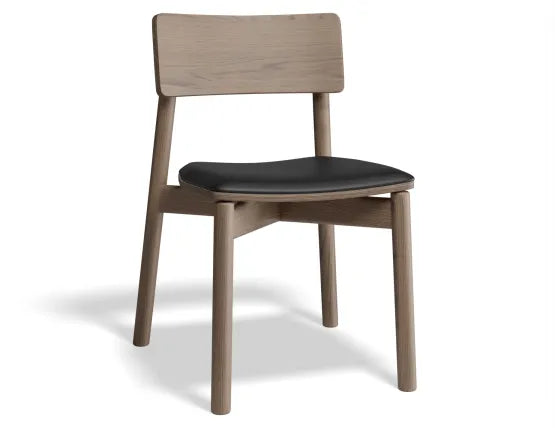 Andi Dining Chair - Walnut - Upholstered - Light Grey Fabric Seat Pad