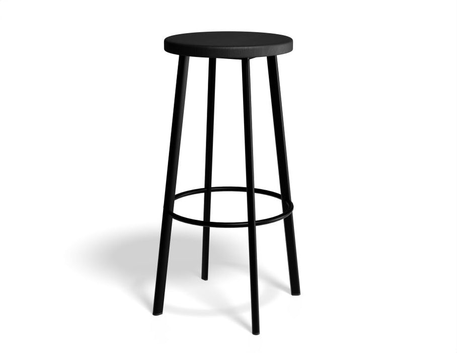 Atlas Bar Stool - Black - Black Seat - 75cm Bar Height