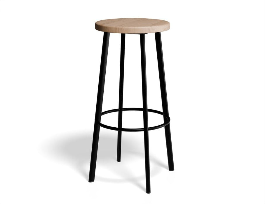 Atlas Bar Stool - Black - Natural Seat - 65cm Kitchen Height