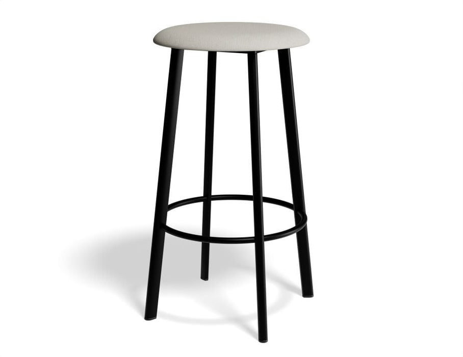 Atlas Bar Stool - Black - Fabric Seat - 75cm Bar Height - Dark Grey Anthracite Fabric Seat