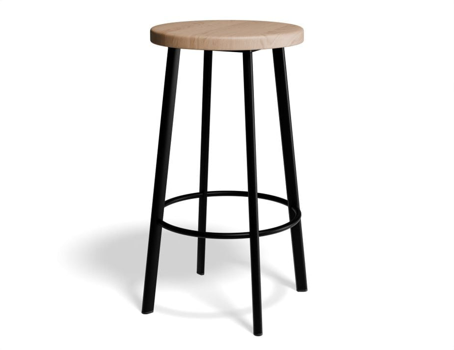 Atlas Bar Stool - Black - Natural Seat - 75cm Bar Height