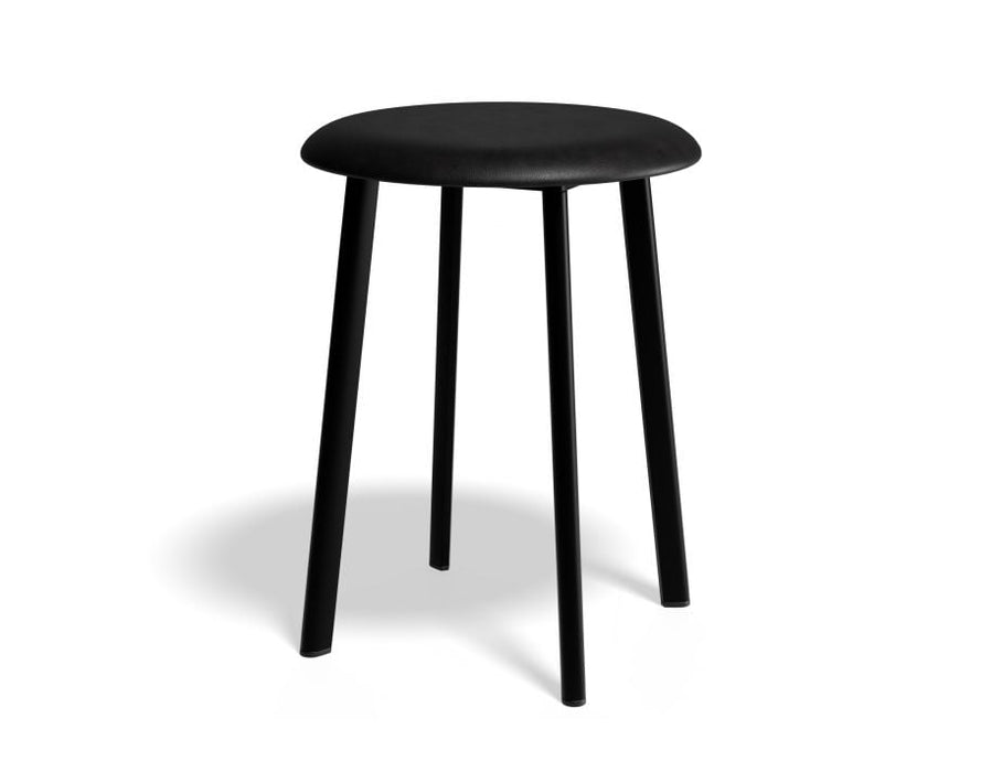 Atlas Low Stool - Black - Vintage PU Seat - 46cm Low Height - Grey PU Seat