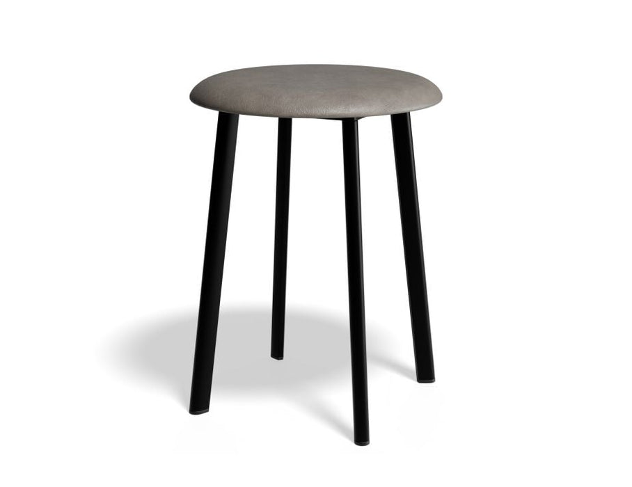 Atlas Low Stool - Black - Vintage PU Seat - 46cm Low Height - Tan PU Seat
