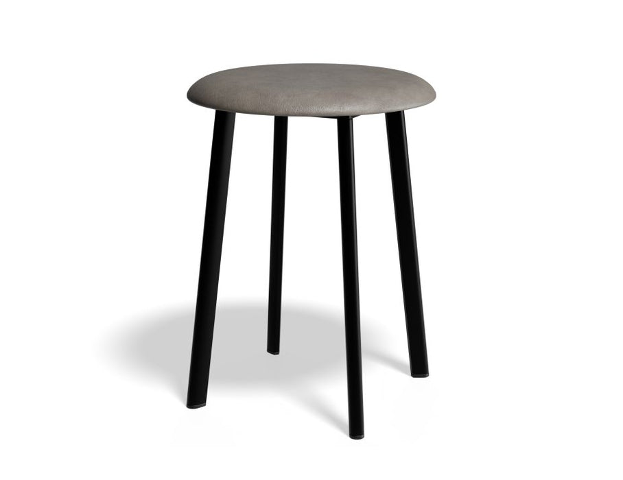 Atlas Low Stool - Black - Vintage PU Seat - 46cm Low Height - Black PU Seat