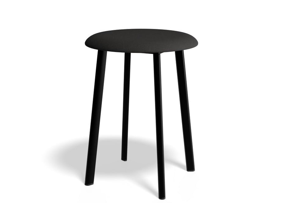 Atlas Low Stool - Black - Fabric Seat - 46cm Low Height - Light Grey Fabric Seat