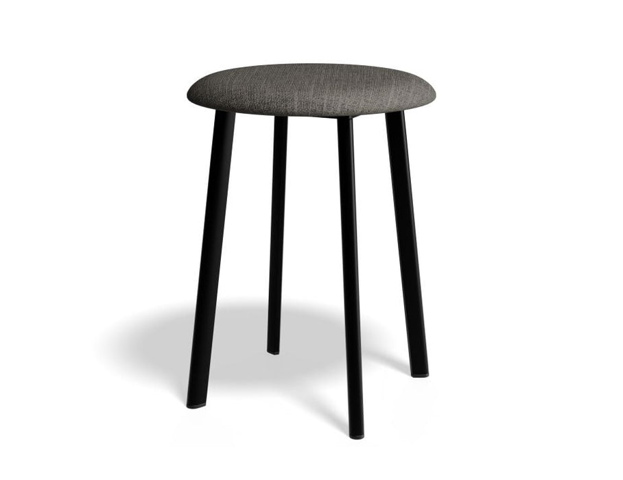 Atlas Low Stool - Black - Fabric Seat - 46cm Low Height - Grey Fabric Seat