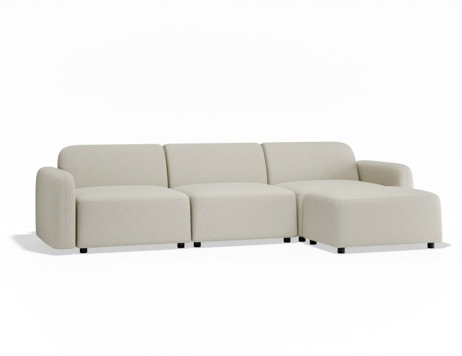 Atticus Modular Sofa - 3 Seater with Ottoman - Ivory Cream Fabric