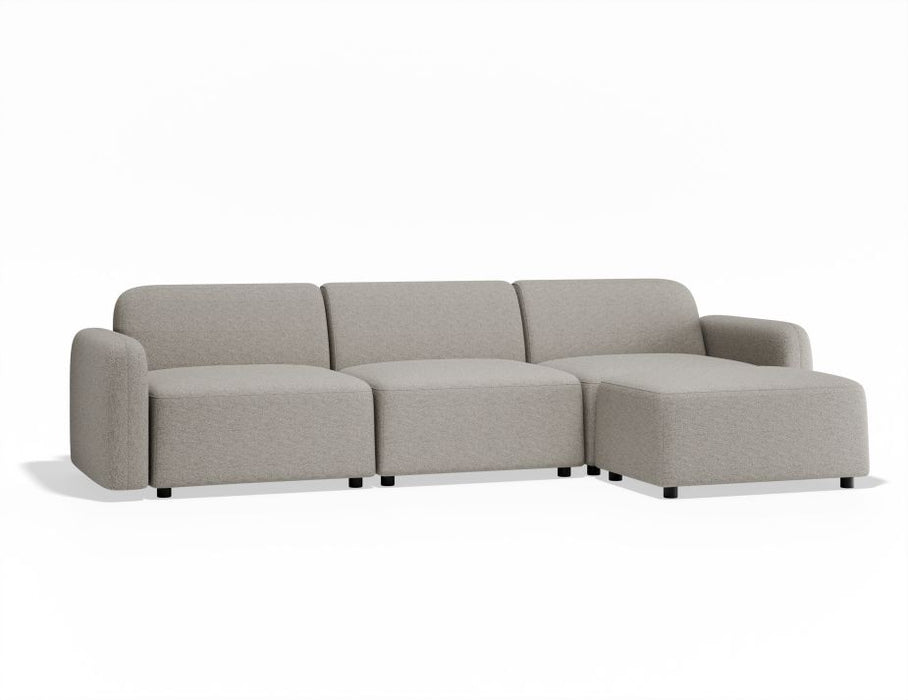 Atticus Modular Sofa - 3 Seater with Ottoman - Oyster Grey Fabric