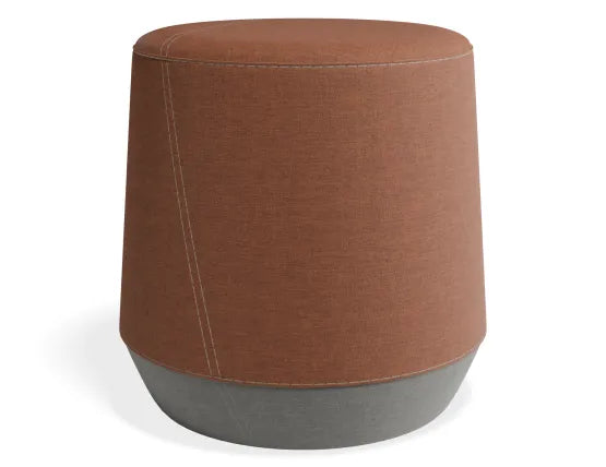 Button Small Ottoman - Light Grey Lower - Terracotta Brown Upper