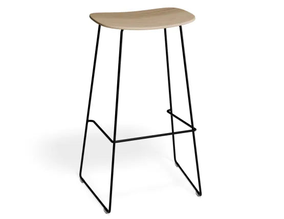 Elva Stool - Natural Seat - Black Frame - 76cm (commercial Bench Height), Wood