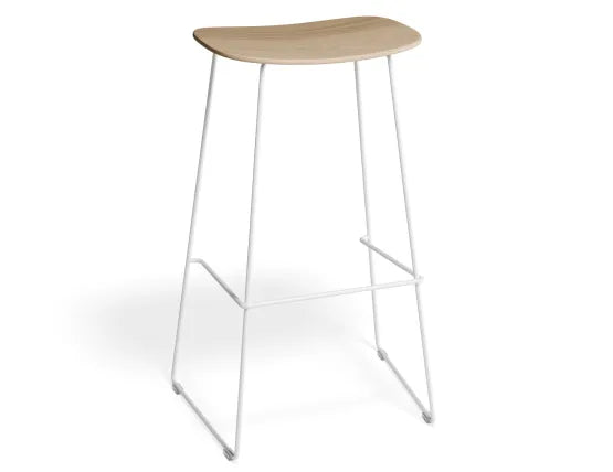 Elva Stool - Natural Seat - White Frame - 66cm (Kitchen Bench Height), Wood