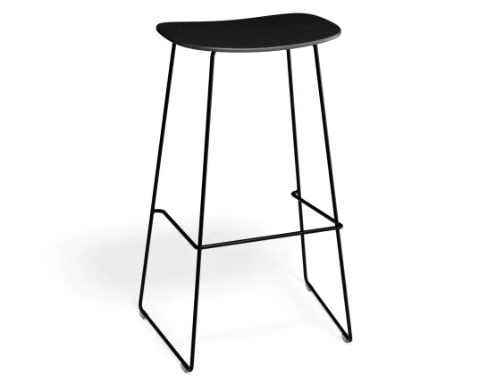 Elva Stool - Black Seat - Black Frame - 76cm (commercial Bench Height), Wood