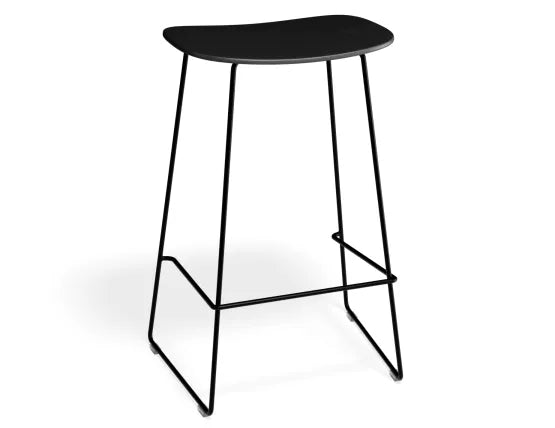 Elva Stool - Black Seat - Black Frame - 76cm (commercial Bench Height), Wood