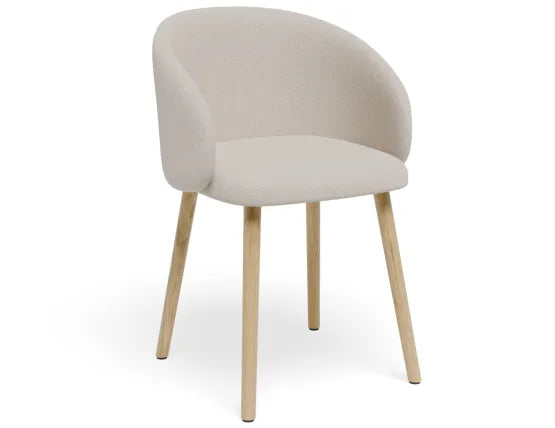 Henley Dining Chair - Timber Legs - Fawn Beige Fabric