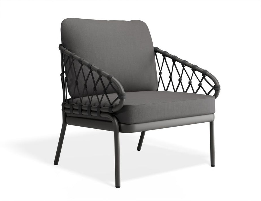 Kara Lounge Chair - Outdoor - Single - Charcoal - Granite Grey Cushions, Fabric, Metal