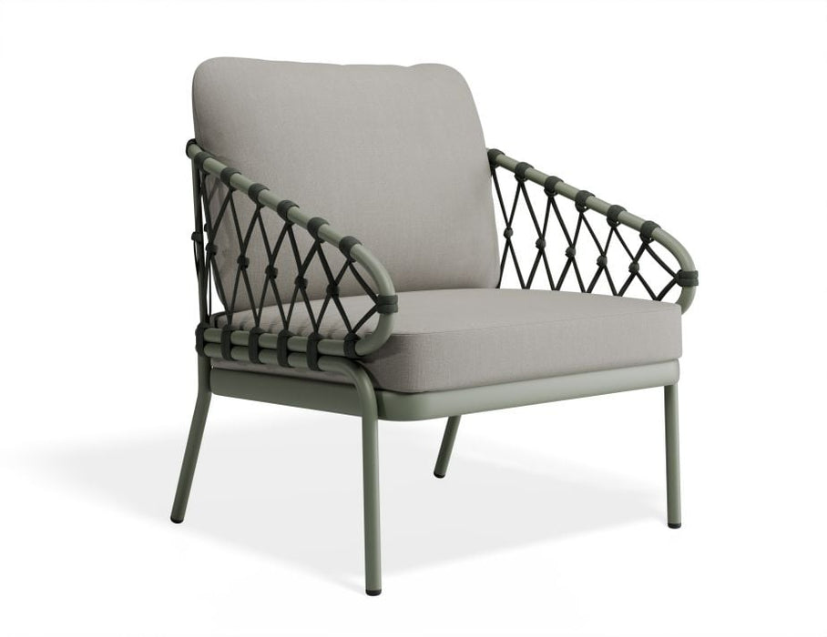 Kara Lounge Chair - Outdoor - Single - Eucalyptus Green - Granite Grey Cushions, Fabric, Metal