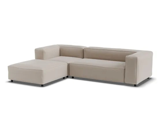 Nolia Modular Sofa - 3 Seater with Ottoman - Beige - 3 Seater with Right Ottoman, 104cm W
