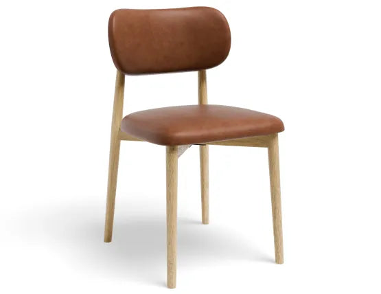 Oskar Dining Chair - Natural - Retro Brandy PU, Leather
