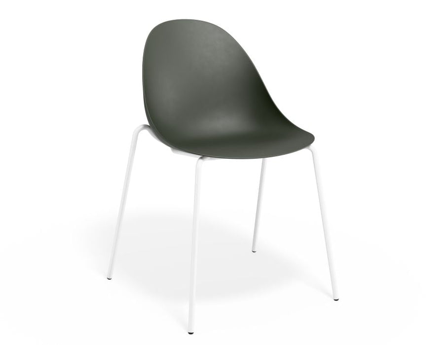 Pebble Chair Olive Green with Shell Seat - Pyramid Fixed Base - Black