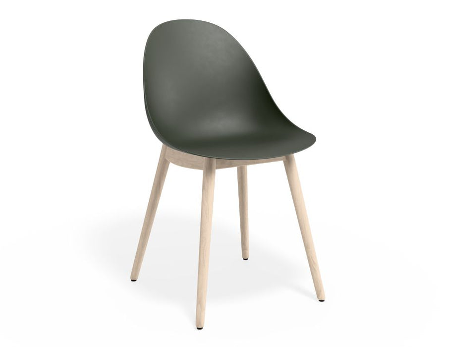Pebble Chair Olive Green with Shell Seat - 4 Post Stackable - Black