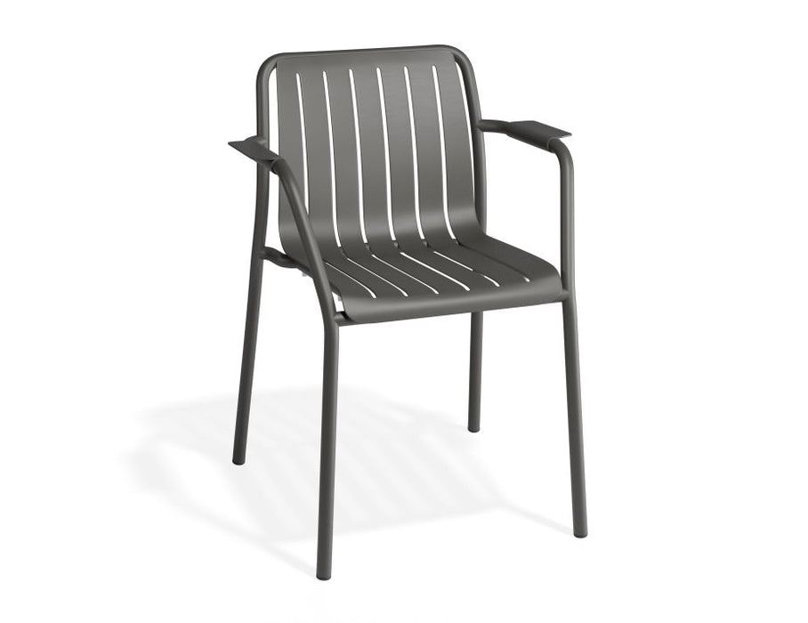 Roku Outdoor Armchair in Matt Charcoal - Chair with Dark Grey Cushion