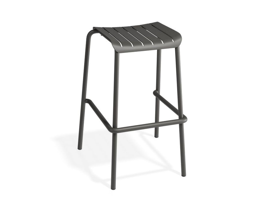 Roku Outdoor Backless Bar Stool in Matt Charcoal