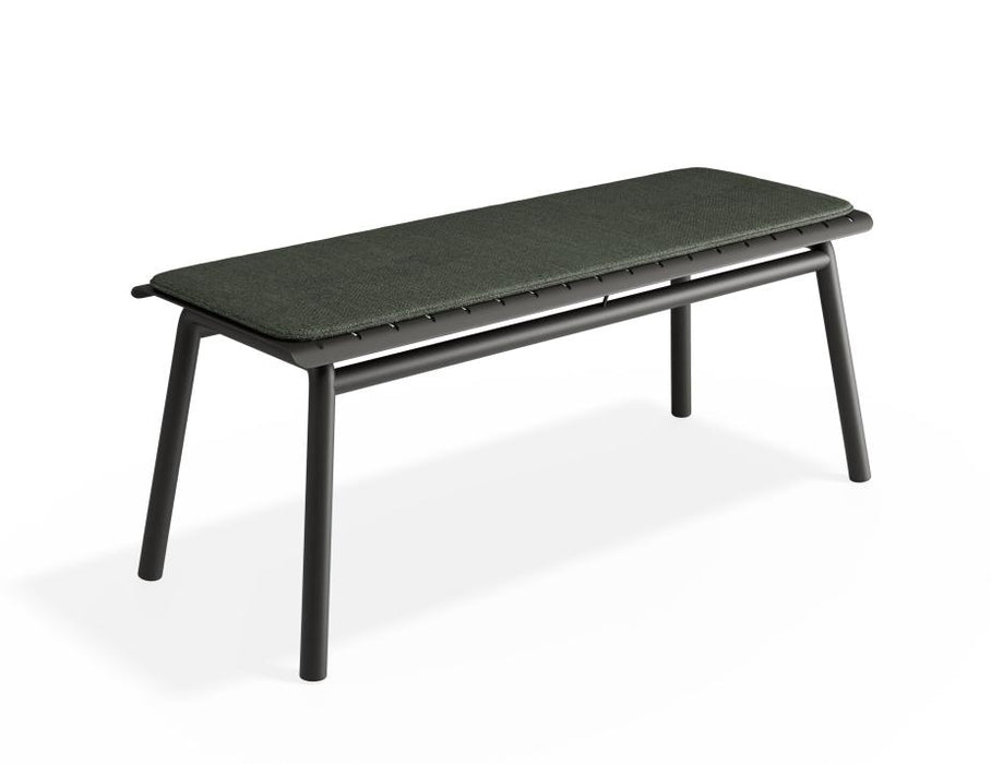 Roku Bench 120cm - Outdoor - Charcoal - Bench with Green Cushion