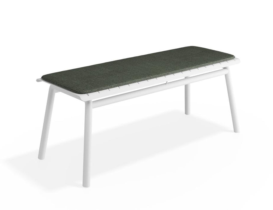 Roku Bench 120cm - Outdoor - White - Bench with Green Cushion
