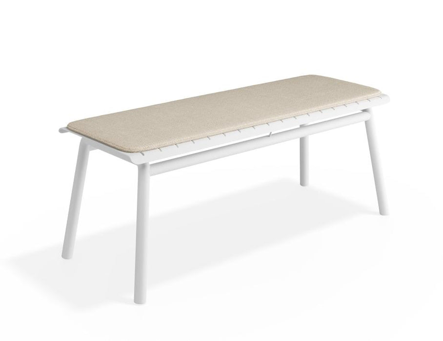 Roku Bench 120cm - Outdoor - White - Bench with Husk Cushion