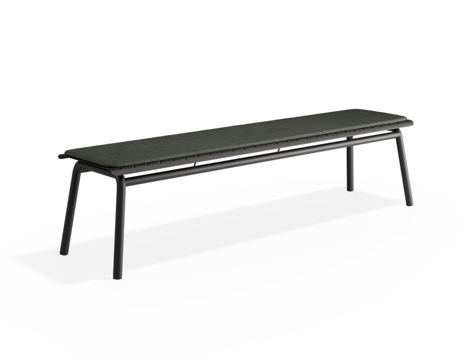 Roku Bench 190cm - Outdoor - Charcoal - Bench with Green Cushion