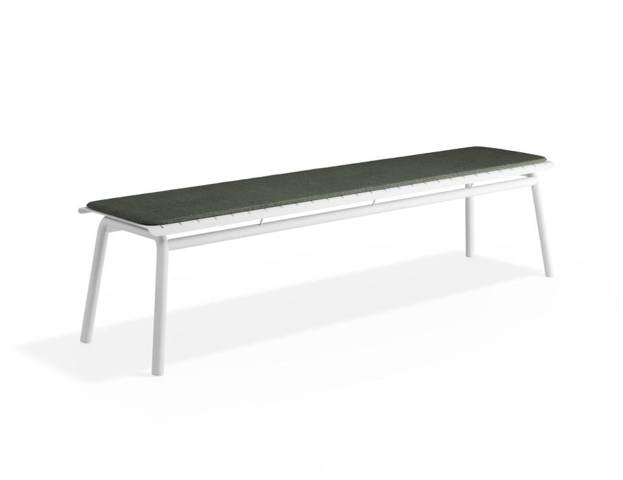 Roku Bench 190cm - Outdoor - White - Bench with Green Cushion