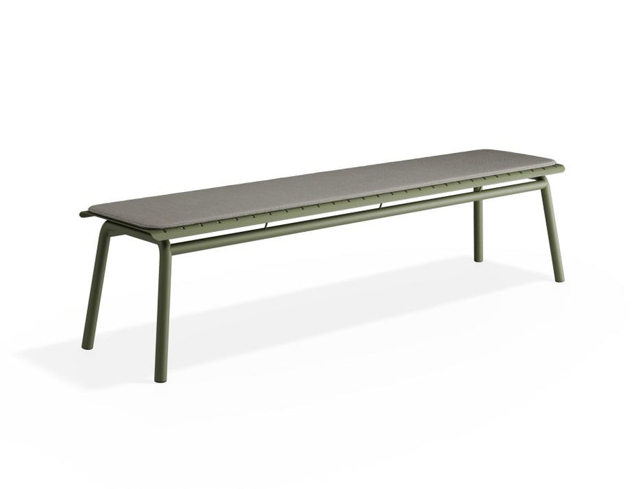 Roku Bench 190cm - Outdoor - Eucalyptus Green - Bench with Sandy Grey Cushion