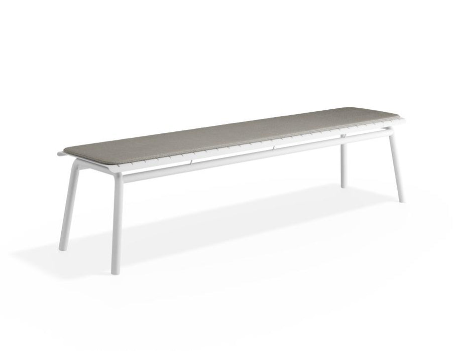 Roku Bench 190cm - Outdoor - White - Bench with Sandy Grey Cushion